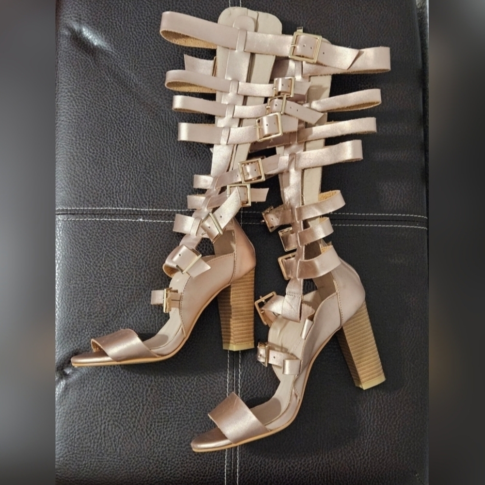 Macy's Strappy Gladiator Heels - Cream